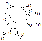 CAS 登录号:123483-20-5, (1R*,2S*,4S*(S*),5R*,10R*,12S*,14R*,15R*)-(-)-2,5-二(乙酰氧基)-7,12-二甲基-4-(2-甲基环氧乙烷基)-11,16,18,19-四氧杂五环(12.2.2.1(6,9).0(1,15).0(10.12))十九-6,8-二烯-17-酮