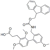 CAS 登录号：124504-68-3， 3-[5-[(9H-芴-9-基甲氧羰基氨基)-(4-甲氧基苯基)甲基]-2,4-二甲氧基苯基]丙酸