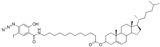 CAS#: 125108-88-5, (3beta)-Cholest-5-en-3-ol 12-((4-azido-2-hydroxy-5-(iodo-125I)benzoyl)amino)dodecanoate