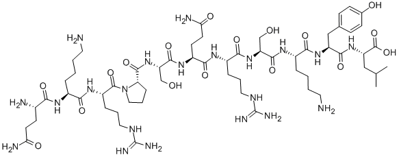 CAS 登录号:126768-94-3, L-谷氨酰胺酰-L-赖氨酰-L-精氨酰-L-脯氨酰-L-丝氨酰-L-谷氨酰胺酰-L-精氨酰-L-丝氨酰-L-赖氨酰-L-酪氨酰-L-亮氨酸