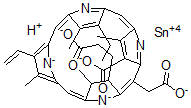 CAS 登录号:128835-29-0, (SP-4-2-(2S-反式))-(18-羧基-20-(羧甲基)-8-乙烯基-13-乙基-2,3-二氢-3,7,12,17-四甲基-21H,23H-卟吩-2-丙酸基(5-)-N21,N22,N23,N24)锡酸盐(1-) 氢