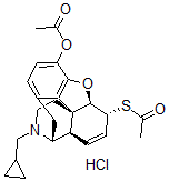CAS 登录号:130155-96-3, (5alpha,6beta)-6-(乙酰基硫代)-17-(环丙基甲基)-7,8-二去氢-4,5 环氧吗喃-3-醇乙酸酯盐酸盐