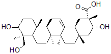 CAS 登录号:131177-50-9, (2S,3R,4aS,6aR,6aS,6bR,9S,10S,12aR,14bS)-3,10-二羟基-9-(羟基甲基)-2,4a,6a,6b,9,12a-六甲基-1,3,4,5,6,6a,7,8,8a,10,11,12,13,14b-十四氢苉-2-羧酸