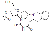 CAS 登录号:131247-49-9, 5,6,7,7A,9,10,14B,14C-八氢-4-(2,3-O-(1-甲基乙亚基)-呋喃核糖基)环戊二烯并(4,5)嘧啶并(5',4':3,4)吡咯并(2,1-a)异喹啉-1,3(2H,4H)-二酮
