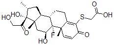 CAS 登录号：131467-45-3， 2-[[(8S,9R,10S,11S,13S,14S,16R,17R)-9-氟-11,17-二羟基-17-(2-羟基乙酰基)-10,13,16-三甲基-3-氧代-6,7,8,11,12,14,15,16-八氢环戊烯并[a]菲-4-基]硫基]乙酸