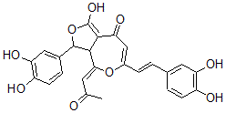 CAS 登录号：133360-41-5， (4Z)-3-(3,4-二羟基苯基)-6-[(E)-2-(3,4-二羟基苯基)乙烯基]-1-羟基-4-(2-氧代亚丙基)-3,3alpha-二氢呋喃并[4,3-e]氧杂卓-8-酮
