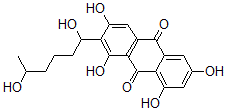 CAS 登录号:134664-54-3, 2-(1,5-二羟基己基)-1,3,6,8-四羟基蒽-9,10-二酮