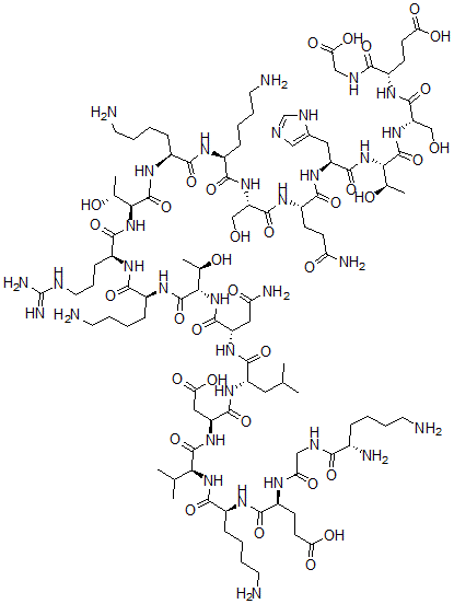 CAS 登录号：137593-46-5， L-赖氨酰甘氨酰-L-alpha-谷氨酰-L-赖氨酰-L-缬氨酰-L-alpha-天冬氨酰-L-亮氨酰-L-天冬氨酰胺酰-L-苏氨酰-L-赖氨酰-L-精氨酰-L-苏氨酰-L-赖氨酰-L-赖氨酰-L-丝氨酰-L-谷氨酰胺酰-L-组氨酰-L-苏氨酰-L-丝氨酰-L-alpha-谷氨酰-甘氨酸