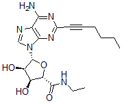 CAS 登录号:141018-30-6, (2S,3S,4R,5R)-5-(6-氨基-2-己-1-炔基嘌呤-9-基)-N-乙基-3,4-二羟基四氢呋喃-2-甲酰胺