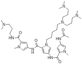 CAS 登录号：142155-06-4， 4-[(4-乙酰氨基-1-甲基吡咯-2-羰基)氨基]-1-[5-(二(3-二甲基氨基丙基)氨基)戊基]-N-[5-(3-二甲基氨基丙基氨基甲酰)-1-甲基吡咯-3-基]吡咯-2-甲酰胺