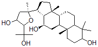 CAS 登录号：143436-21-9， (8R,9S,10R,12R,13R,14R,17S)-17-[(2S)-4-羟基-5-(2-羟基丙-2-基)-2-甲基四氢呋喃-2-基]-4,4,10,14-四甲基-1,2,3,5,6,7,8,9,11,12,13,15,16,17-十四氢环戊烯并[a]菲-3,12-二醇