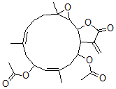 CAS 登录号：145038-59-1， (1aR*,4E,7S*,8E,11S*,11aR*,14aR*,14bS*)-(+)-7,11-二(乙酰氧基)-2,3,6,7,10,11,11a,12,14a,14b-十氢-1a,9-二甲基-12-亚甲基-环氧乙烷并(13,14)环十四烷并(1,2-b)呋喃-13(1ah)-酮
