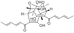 CAS 登录号：145174-90-9， (2E,2'E,4E,4'E)-1,1'-[(1R,3S,3aR,6R,7R,9aR,10S,12R)-1,3,3a,6,7,9a-六氢-1,5,9,12-四羟基-3,6,9a,10-四甲基-1,7,3,6-(甲桥氧基甲桥)环辛四烯并[c]呋喃-4,8-二基]二-2,4-己二烯-1-酮