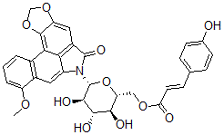 CAS#: 145613-84-9, (E)-6-(6-O-(3-(4-Hydroxyphenyl)-1-Oxo-2-Propenyl)-beta-D-Glucopyranosyl)-8-Methoxy-Benzo(f)-1,3-Benzodioxolo(6,5,4-cd)Indol-5(6H)-One