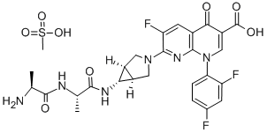 CAS 登录号：146961-76-4， L-丙氨酰-N-[(1alpha,5alpha,6alpha)-3-[6-羧基-8-(2,4-二氟苯基)-3-氟-5,8-二氢-5-氧代-1,8-萘啶-2-基]-3-氮杂双环[3.1.0]己-6-基]-L-丙氨酰胺