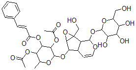 CAS 登录号:148000-43-5, 6-O-((2'',4''-二-O-乙酰基-3''-O-反式-肉桂酰)-alpha-L-吡喃鼠李糖基)梓醇