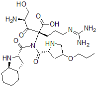 CAS 登录号：148383-08-8， (2R,4S)-2-[[(2S,3aS,7aR)-2,3,3a,4,5,6,7,7a-八氢-1H-吲哚-2-羰基]-[(2R)-4-丙氧基吡咯烷-2-羰基]氨基]-4-氨基-2-[3-(二氨基亚甲基氨基)丙基]-5-羟基-3-氧代戊酸