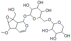 CAS 登录号:149155-50-0, (1aS-(1aalpha,1Bbeta,2beta,5Abeta,6beta,6aalpha))-1a,1b,2,5a,6,6a-六氢-1alpha-(羟基甲基)-6-甲氧基环氧乙烷并(4,5)环戊二烯并(1,2-c)吡喃-2-基 6-O-beta-D-吡喃木糖基-beta-D-吡喃葡萄糖苷