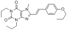 CAS 登录号：151539-44-5， 7-甲基-8-[(E)-2-(4-丙氧基苯基)乙烯基]-1,3-二丙基嘌呤-2,6-二酮