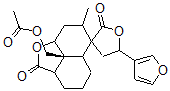 CAS 登录号：152273-11-5， (2'aR-(2'aalpha,5'aalpha,6'beta(S*),7'beta,8'aalpha,8'bbeta))-8'b-((乙酰氧基)甲基)-5-(3-呋喃基)十氢-7'-甲基-螺(呋喃-3(2H),6'-(6H)萘并(1,8-bc)呋喃)-2,2'(2'ah)-二酮