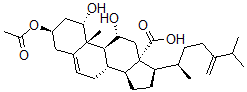 CAS 登录号：153698-90-9， (1S,3R,8S,9S,10R,11R,13S,14S,17R)-3-乙酰氧基-1,11-二羟基-10-甲基-17-[(2R)-6-甲基-5-亚甲基庚烷-2-基]-2,3,4,7,8,9,11,12,14,15,16,17-十二氢-1H-环戊二烯并[a]菲-13-羧酸