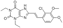 CAS 登录号：155271-42-4， 8-[(E)-2-(2-氯-3,4-二甲氧基苯基)乙烯基]-1,3-二乙基-7H-嘌呤-2,6-二酮