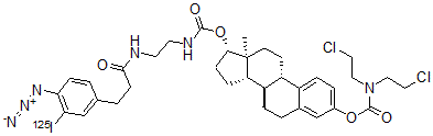 CAS 登录号：159899-37-3， 17-O-((2-(3-(4-叠氮基-3-碘苯基)丙酰胺基)乙基)氨基甲酰)雌二醇-3-N-二(氯乙基)氨基甲酸酯