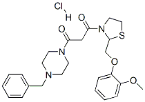 CAS 登录号：161364-74-5， 1-(4-苄基哌嗪-1-基)-3-[2-[(2-甲氧基苯氧基)甲基]-1,3-噻唑烷-3-基]丙烷-1,3-二酮盐酸盐