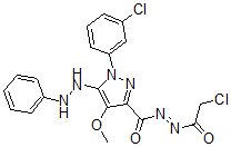 CAS 登录号:172701-65-4, N-(2-氯乙酰基)亚氨基-1-(3-氯苯基)-4-甲氧基-5-(2-苯基肼基)吡唑-3-甲酰胺