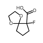 CAS 登录号：174460-68-5， 6-氟-1,4-二氧杂螺[4.4]壬烷-6-羧酸