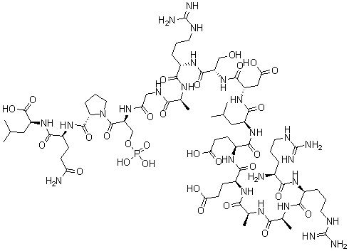 CAS 登录号:186901-17-7, L-精氨酰-L-精氨酰-L-丙氨酰-L-丙氨酰-L-alpha-谷氨酰-L-alpha-谷氨酰-L-亮氨酰-L-alpha-天冬氨酰-L-丝氨酰-L-精氨酰-L-丙氨酰甘氨酰-O-膦酰-L-丝氨酰-L-脯氨酰-L-谷氨酰胺酰-L-亮氨酸