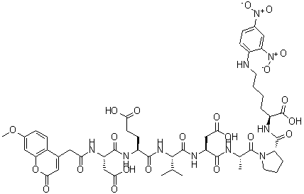 CAS#: 189696-20-6, (2S)-6-(2,4-Dinitroanilino)-2-[[(2S)-1-[(2S)-2-[[(2S)-4-Hydroxy-2-[[(2S)-2-[[(2S)-5-Hydroxy-2-[[(2S)-4-Hydroxy-2-[[2-(7-Methoxy-2-Oxo-Chromen-4-Yl)Acetyl]Amino]-4-Oxo-Butanoyl]Amino]-5-Oxo-Pentanoyl]Amino]-3-Methyl-Butanoyl]Amino]-4-Oxo-Butanoyl]Amino]Propanoyl]Pyrrolidine-2-Carbonyl]Amino]Hexanoic Acid