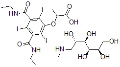CAS#: 19080-53-6, 2-[3,5-Bis(Ethylcarbamoyl)-2,4,6-Triiodo-Phenoxy]Propanoic Acid compd. with (2R,3 R,4R,5S)-6-Methylaminohexane-1,2,3,4,5-Pentol