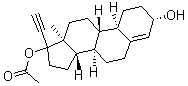 CAS 登录号：2061-46-3， [(3S,8R,9S,10R,13S,14S)-17-乙炔基-3-羟基-13-甲基-2,3,6,7,8,9,10,11,12,14,15,16-十二氢-1H-环戊二烯并[a]菲-17-基]乙酸酯