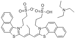 CAS 登录号:23216-67-3, 3,3'-二(3-磺基丙基)-4,5:4',5'-二苯并-9-乙基硫杂碳菁甜菜碱三乙基铵盐