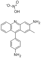 CAS 登录号:2391-28-8, 9-(4-氨基苯基)-2-甲基吖啶-3-胺硝酸盐
