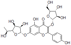 CAS 登录号:27509-67-7, 山奈素-3-O-阿拉伯呋喃糖苷-7-O-吡喃鼠李糖苷