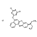 CAS 登录号：28249-90-3， 5-[(4,6-二氯-1,3,5-三嗪-2-基)氧基]-N,N-二乙基-9H-苯并[a]吩恶嗪-9-亚氨鎓氯化物