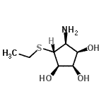 CAS 登录号:288088-58-4, (1R,2R,3R,4S,5R)-4-氨基-5-(乙硫基)-1,2,3-环戊烷三醇