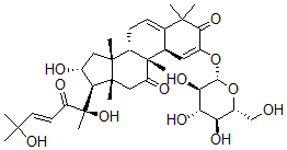 CAS 登录号：29803-94-9， (10alpha,23E)-2-(beta-D-吡喃葡萄糖基氧基)-16alpha,20,25-三羟基-9beta-甲基-19-去甲羊毛甾-1,5,23-三烯-3,11,22-三酮