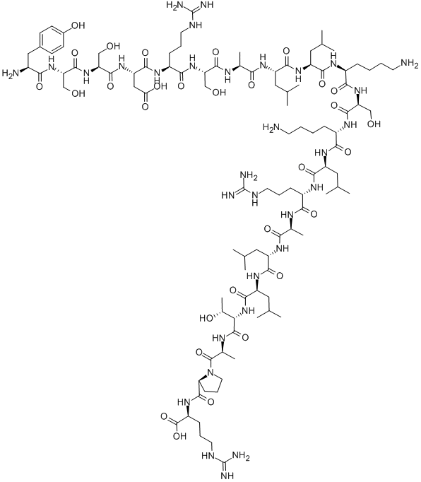 CAS 登录号:309245-24-7, L-酪氨酰-L-丝氨酰-L-丝氨酰-L-a-天冬氨酰-L-精氨酰-L-丝氨酰-L-丙氨酰-L-亮氨酰-L-亮氨酰-L-赖氨酰-L-丝氨酰-L-赖氨酰-L-亮氨酰-L-精氨酰-L-丙氨酰-L-亮氨酰-L-亮氨酰-L-苏氨酰-L-丙氨酰-L-脯氨酰-L-精氨酸