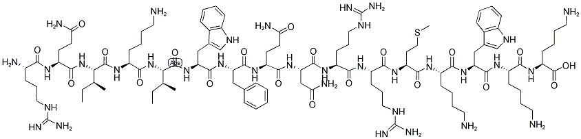 CAS#: 329306-46-9, L-Arginyl-L-glutaminyl-L-isoleucyl-L-lysyl-L-isoleucyl-L-tryptophyl-L-phenylalanyl-L-glutaminyl-L-asparaginyl-L-arginyl-L-arginyl-L-methionyl-L-lysyl-L-tryptophyl-L-lysyl-L-lysyl-L-leucyl-L-arginyl-L-lysyl-L-lysyl-L-lysyl-L-lysyl-L-lysyl-L-Histidine