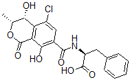 CAS 登录号：35299-87-7， (2S)-2-[[(3R,4R)-5-氯-4,8-二羟基-3-甲基-1-氧代异色满-7-羰基]氨基]-3-苯丙酸