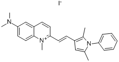 CAS 登录号：35648-29-4， 2-[2-(2,5-二甲基-1-苯基吡咯-3-基)乙烯基]-N,N,1-三甲基喹啉-1-鎓-6-胺碘化物