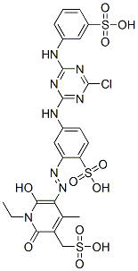 CAS#: 36508-10-8, 4-[[4-Chloro-6-[(3-Sulfophenyl)Amino]-1,3,5-Triazin-2-Yl]Amino]-2-[(2Z)-2-[1-Ethyl-4-Methyl-2,6-Dioxo-5-(Sulfomethyl)Pyridin-3-Ylidene]Hydrazinyl]Benzenesulfonic Acid