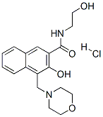 CAS 登录号:3692-61-3, 3-羟基-N-(2-羟基乙基)-4-(吗啉-4-基甲基)萘-2-甲酰胺盐酸盐