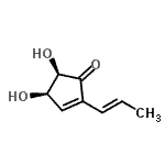 CAS 登录号：377735-34-7， (4R,5R)-4,5-二羟基-2-[(1E)-1-丙烯-1-基]-2-环戊烯-1-酮