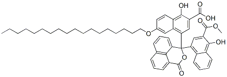 CAS 登录号:38122-80-4, 1-羟基-4-(1-(4-羟基-3-(甲氧羰基)-1-萘基)-3-氧代-1H,3H-萘并(1,8-cd)吡喃-1-基)-6-(十八烷氧基)-2-萘甲酸
