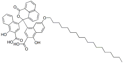 CAS 登录号:38122-81-5, 4-(1-(3-羧基-4-羟基-1-萘基)-3-氧代-1H,3H-萘并(1,8-cd)吡喃-1-基)-1-羟基-6-(十八烷氧基)-2-萘甲酸