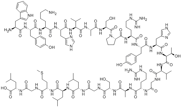 CAS 登录号:383415-89-2, 色氨酰-酪氨酰-赖氨酰-组氨酰-缬氨酰-丙氨酰-丝氨酰-脯氨酰-精氨酰-酪氨酰-组氨酰-苏氨酰-缬氨酰-甘氨酰-精氨酰-丙氨酰-丝氨酰-甘氨酰-亮氨酰-亮氨酰-蛋氨酰-甘氨酰-亮氨酸